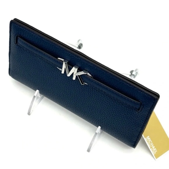 Michael Kors Reed Large Snap Bifold Wallet Navy Blue - Picture 5 of 6
